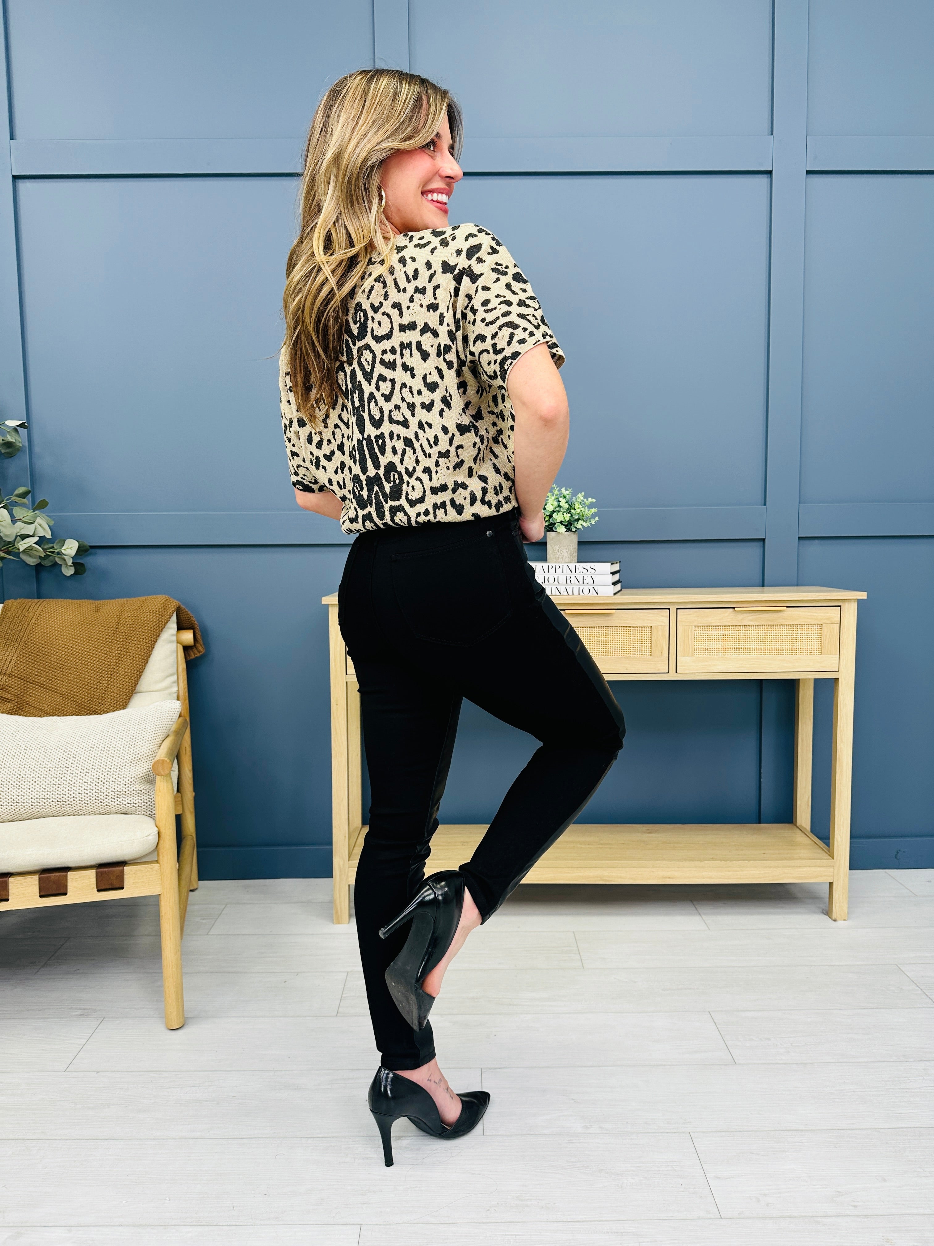 REG/CURVY Judy Blue Hot Stuff Stretchy Faux Leather Skinny Jeans