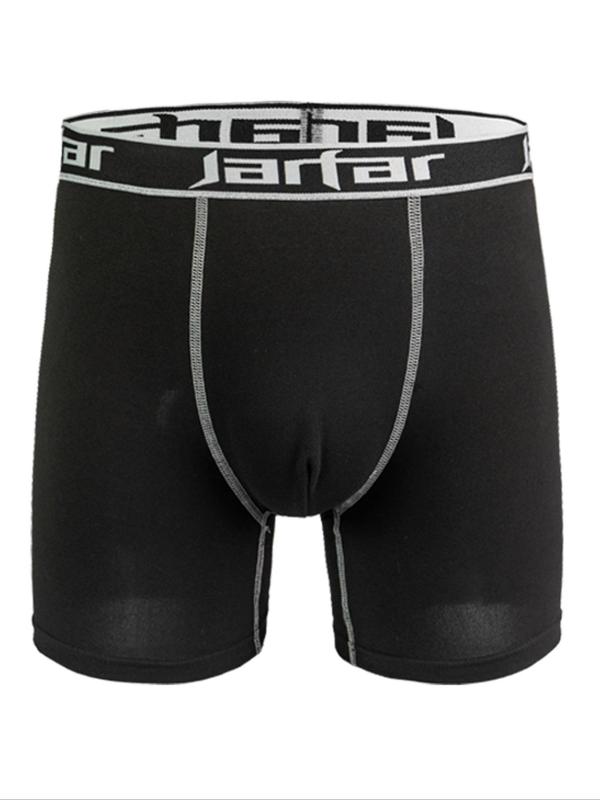 Men’s Breathable Stretch Boxer Briefs with Letter Waistband