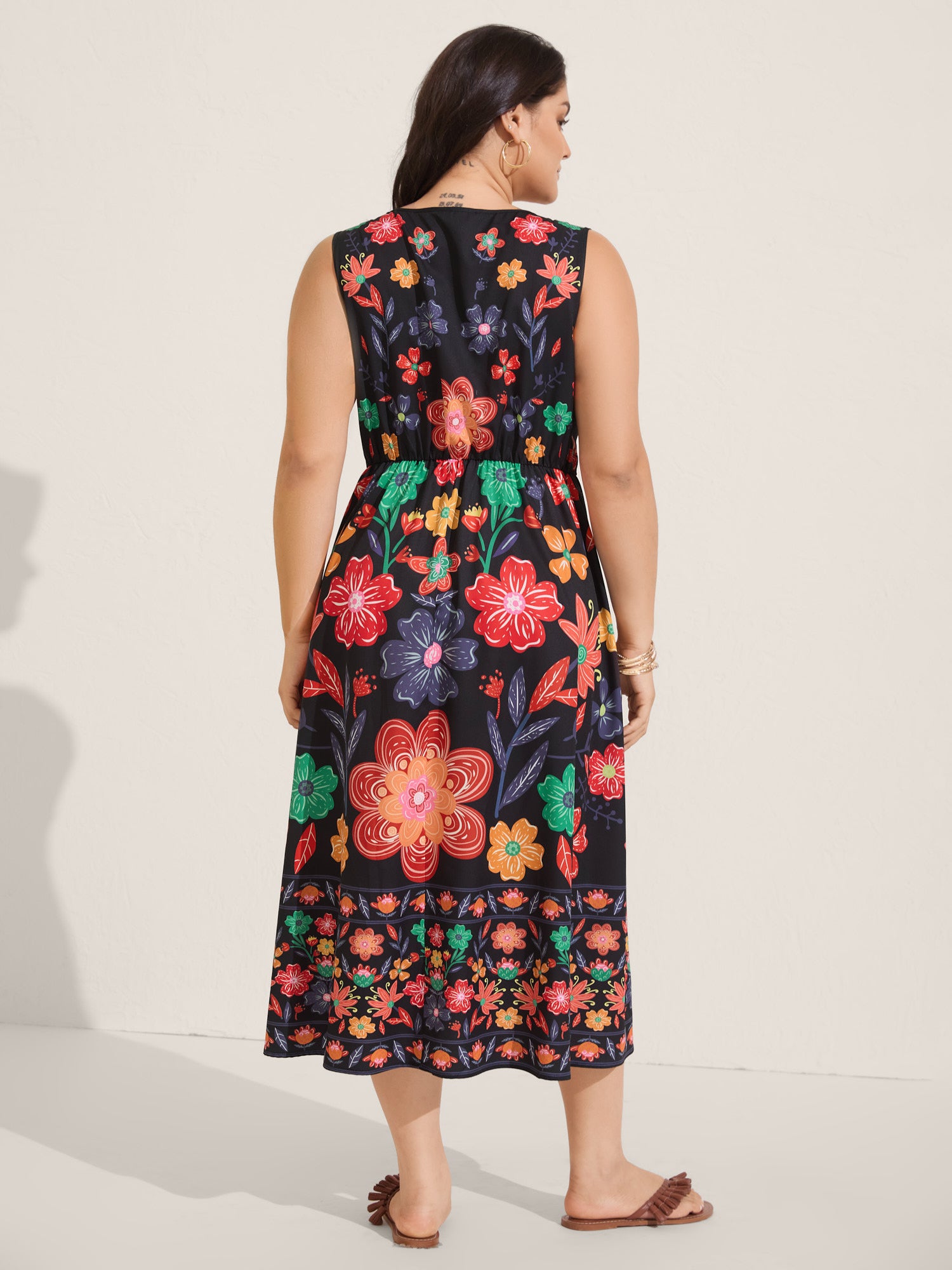 Floral Drama Cinched-Waist Maxi Dress