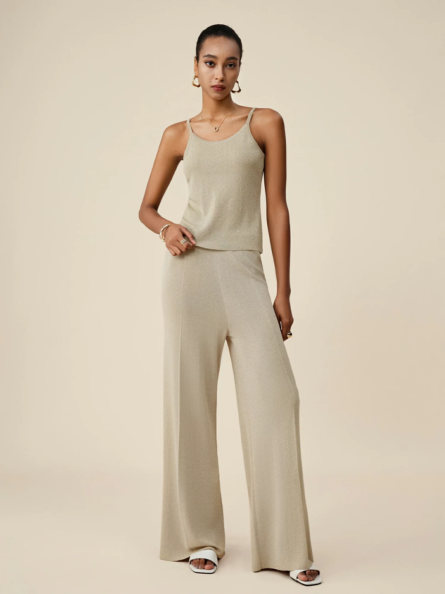 Gold Silver Yarn Sleeveless Camisole