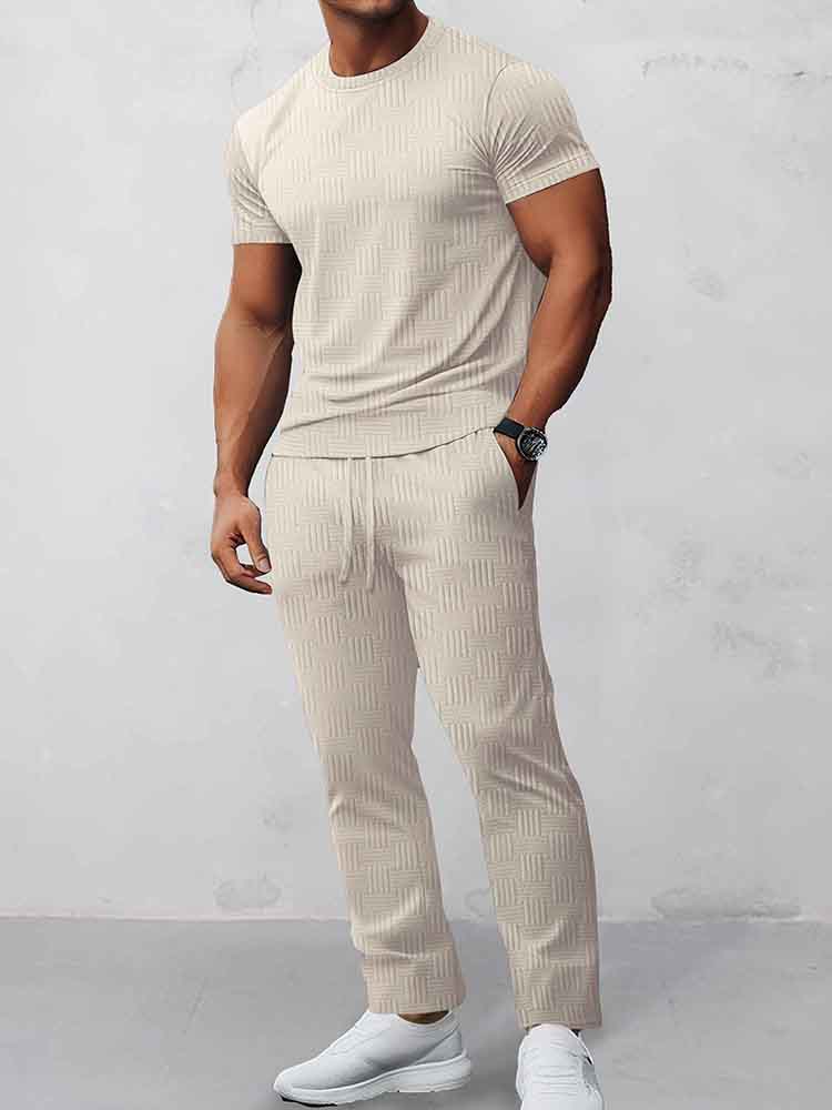 Athleisure Jacquard T-Shirt Pants Set