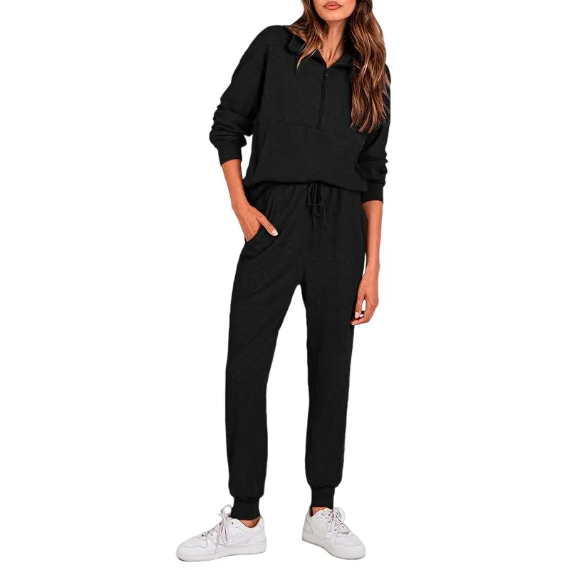 Women's 2-Piece Sweatpants Set Long Sleeve Half Zip Pullover Sweatshirt and Pants
