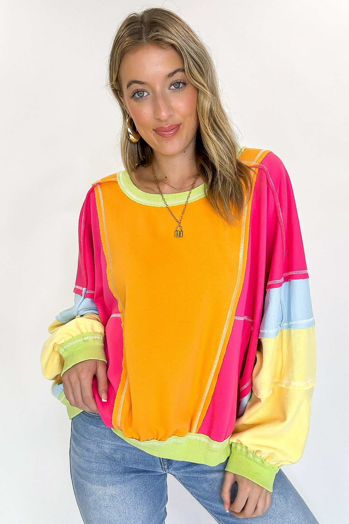 Vintage Washed Terry Raw Edge Pullover