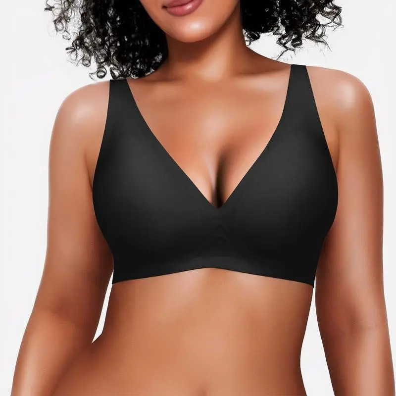 Wireless No Underwire Leopard Print Jelly Bra Everyday Comfort Push Up Seamless T-Shirt Bra