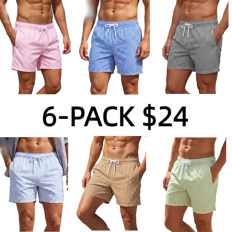 Men's Regular Fit Striped Print Shorts