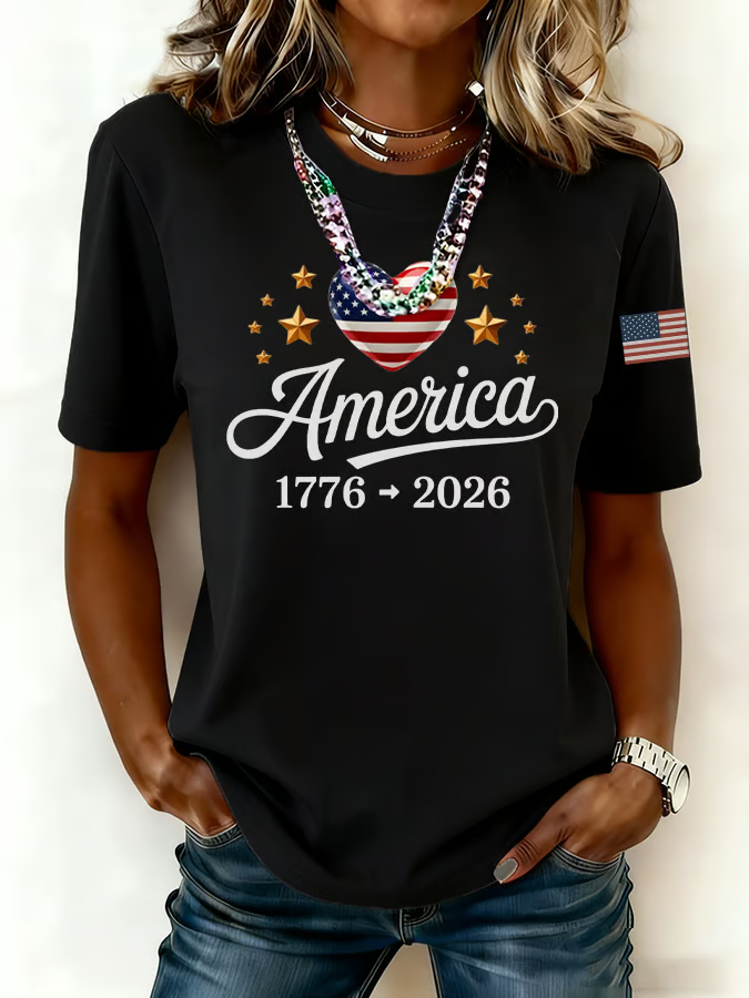 Women'S Casual American 250th Anniversary Commemorative Printed Shirt
