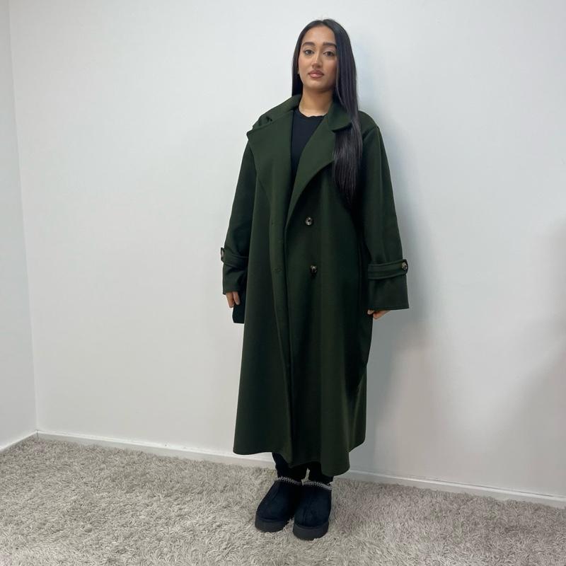 Womens Trench Belted Buttoned Coat