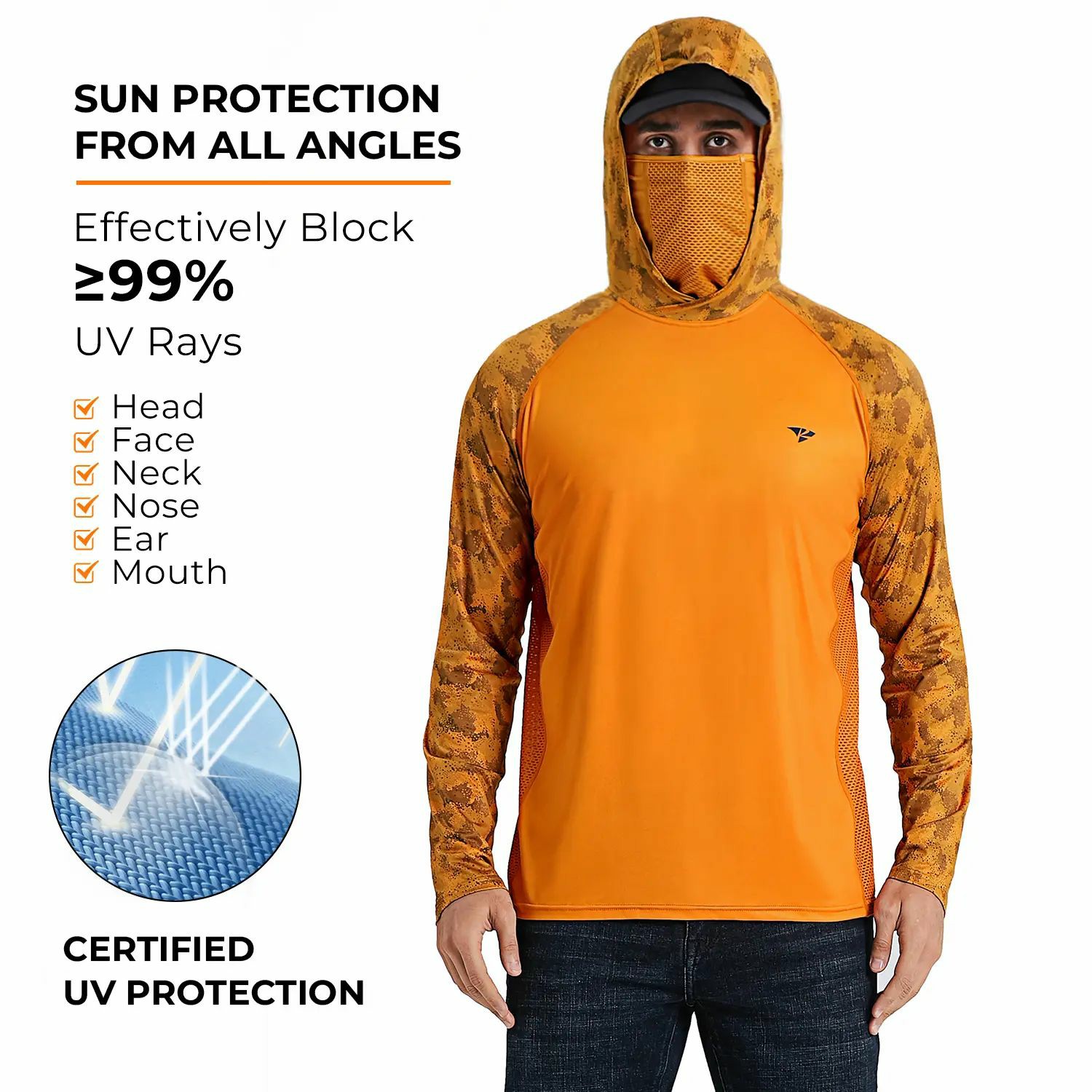 ☀️Men’s UPF 100 Sun Protection Hoodie with UV Detection