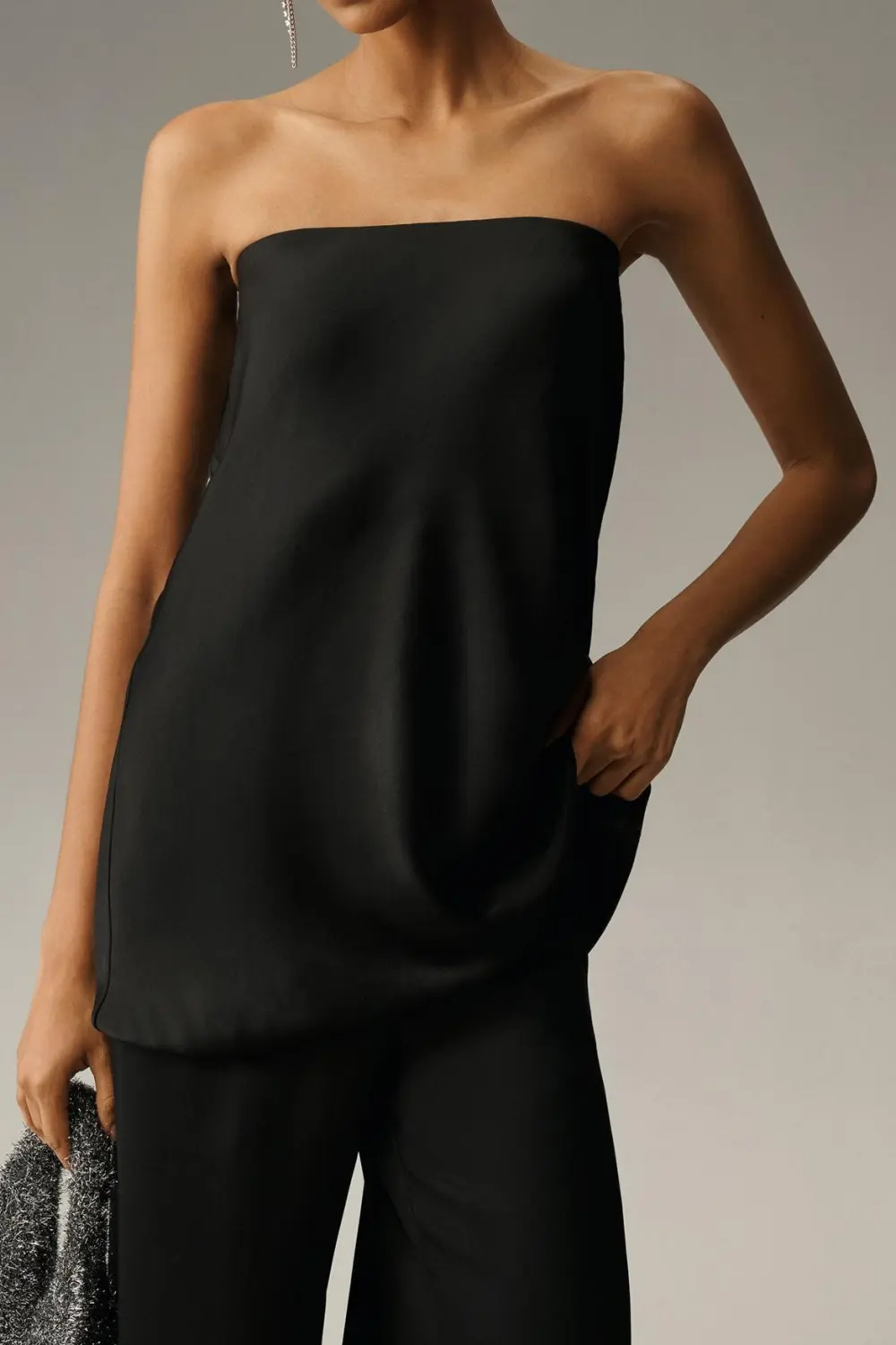 Silky Tube-Top Blouse