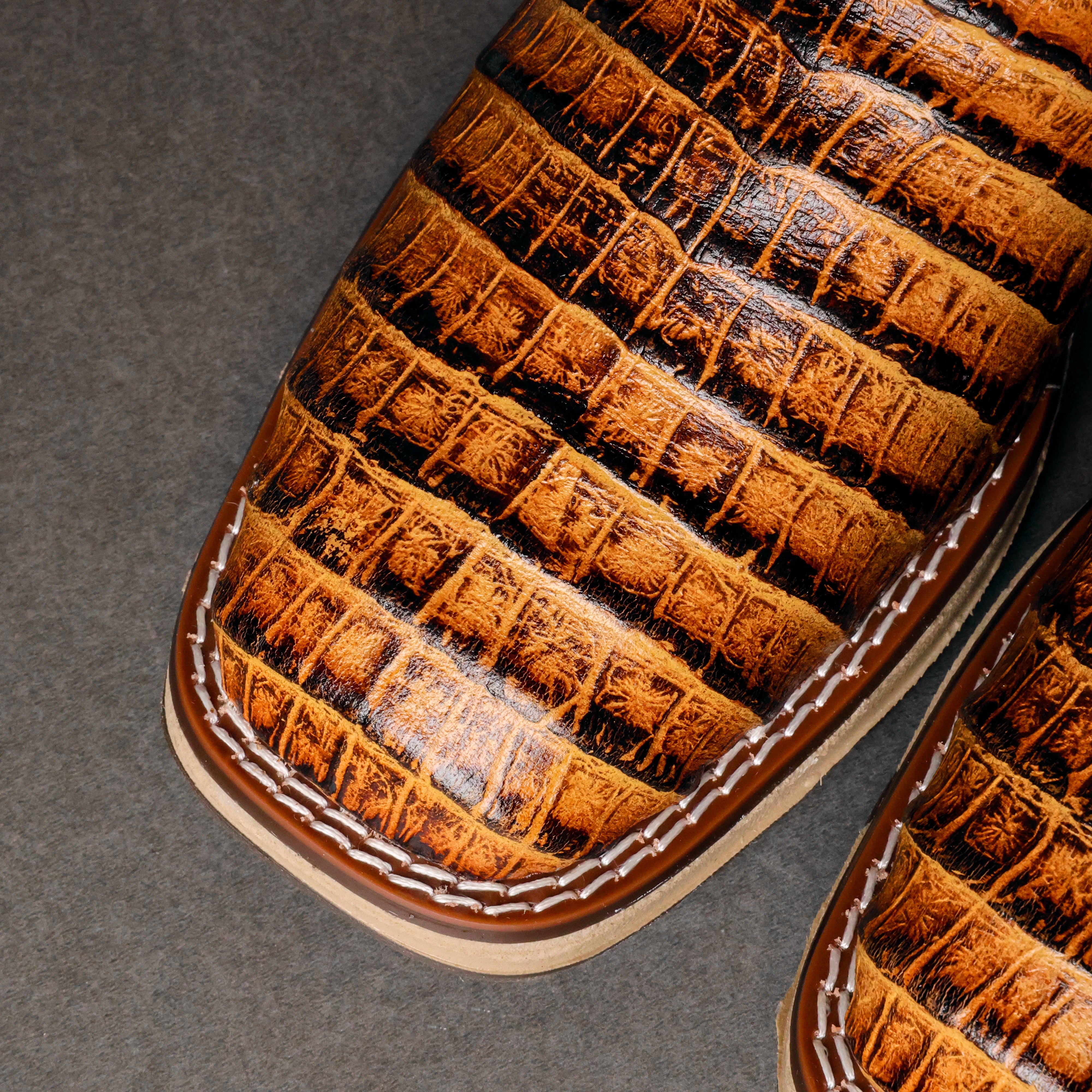 Honey Two-Tone Caiman Belly Leather Boots With 3D Lightweight Sole - Composite Toe