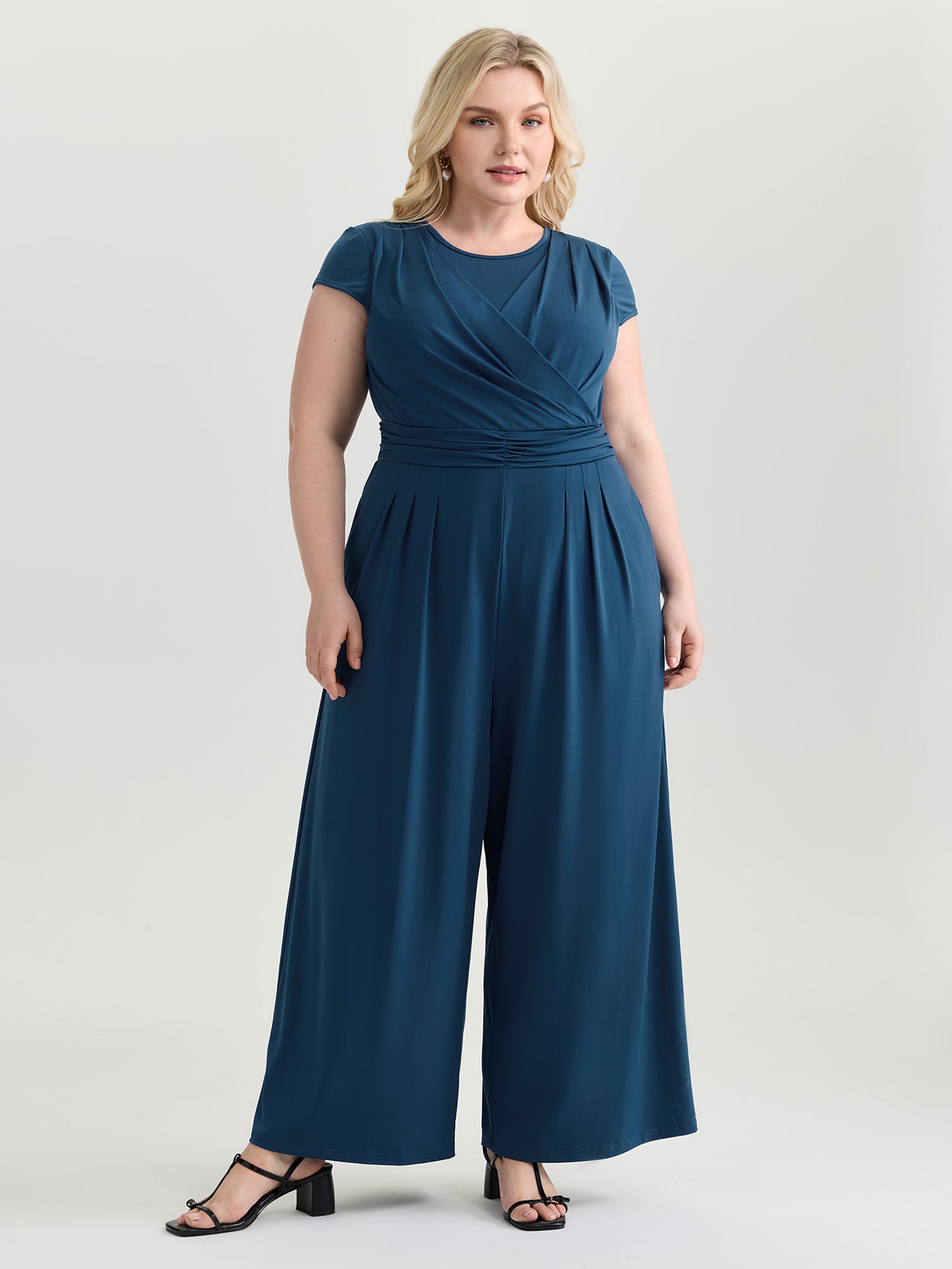 Minimalist Overlap Plain Jumpsuit
