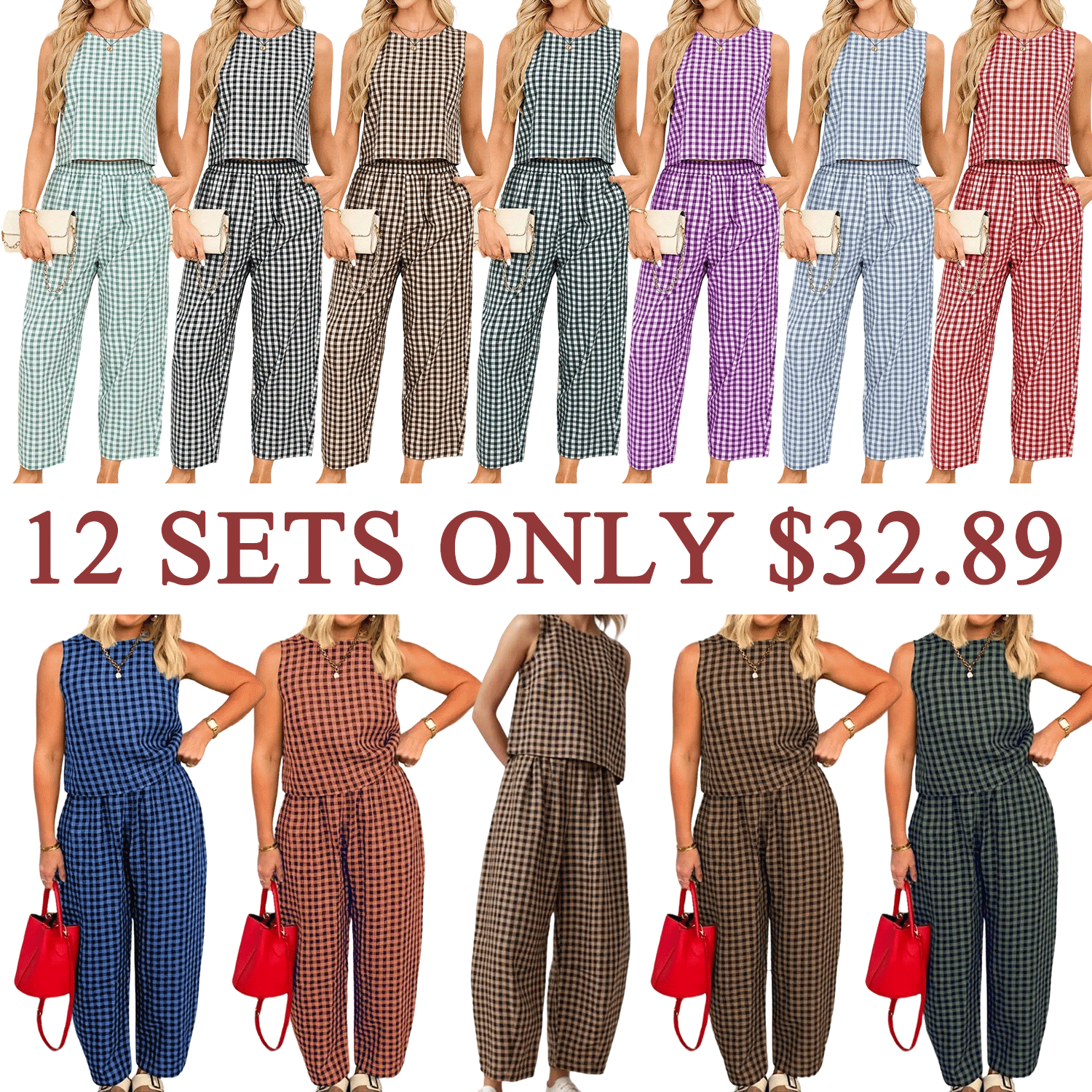 🔥Women’s Plaid Cotton 2-Piece Lounge Set