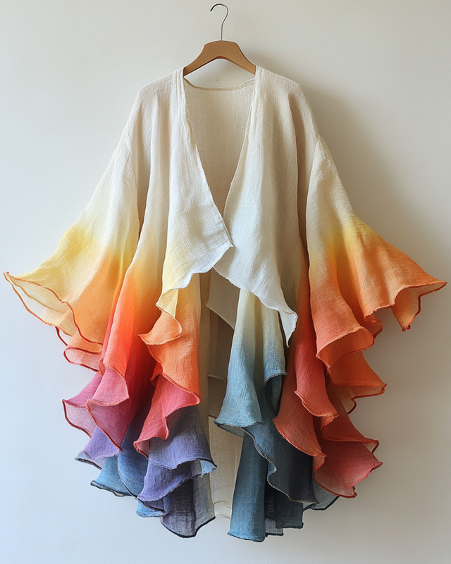 Summer Rainbow Gradient Chiffon Cardigan a4f2
