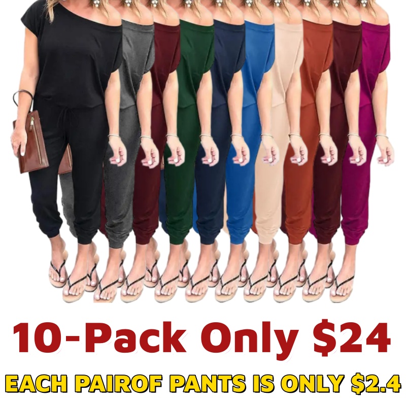 Women's Jumpsuit Plus Size S-5XL Off-Shoulder Elastic Waist Stretchy Loose Minimalist Comfy Clothes Casual Outdoor Lightweight Romper - Fabric - Womenswear Pants Style romper