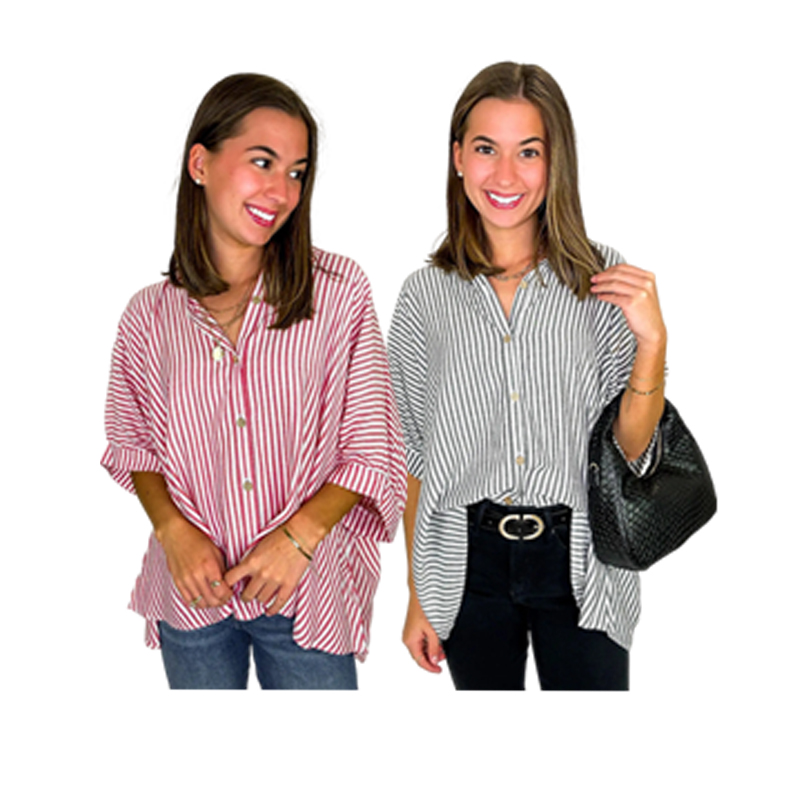Classic Striped Relaxed-Fit Button-Down Shirt