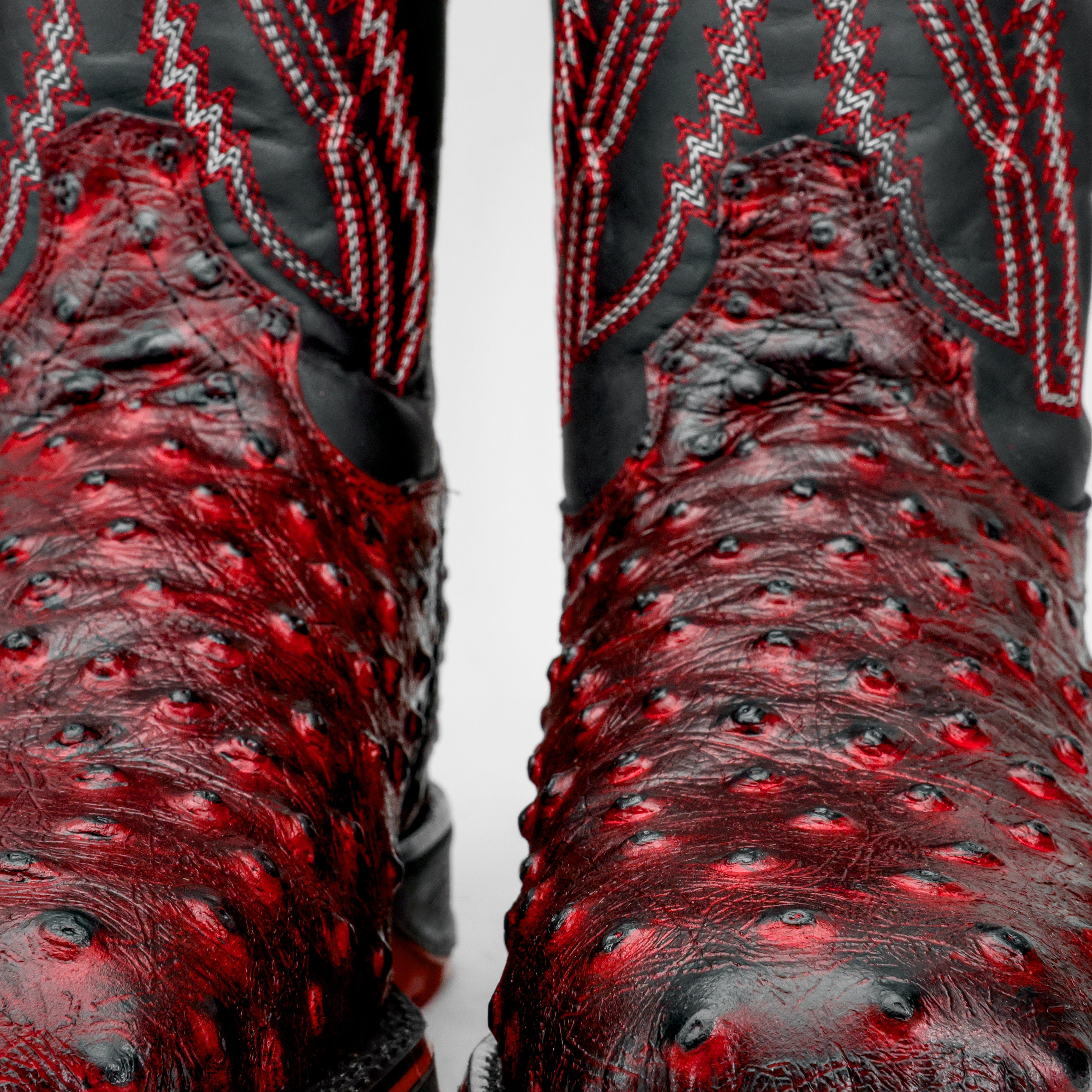 Black Cherry Ostrich Leather Boots With 3D Lightweight Sole - Composite Toe