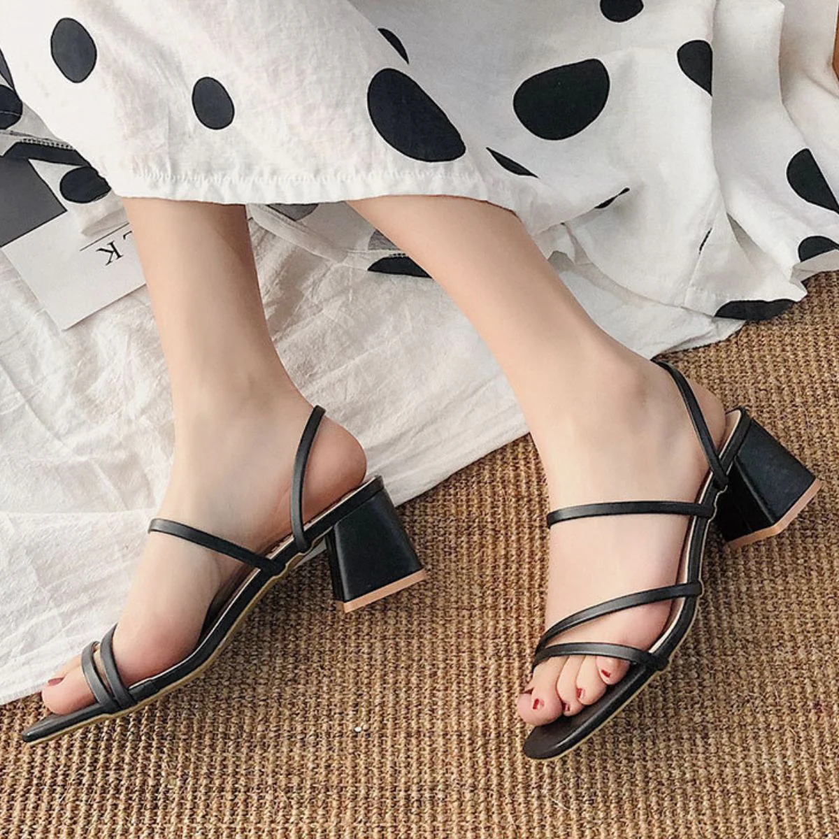 Open Toe Block Heels Sandals (multiple color options)