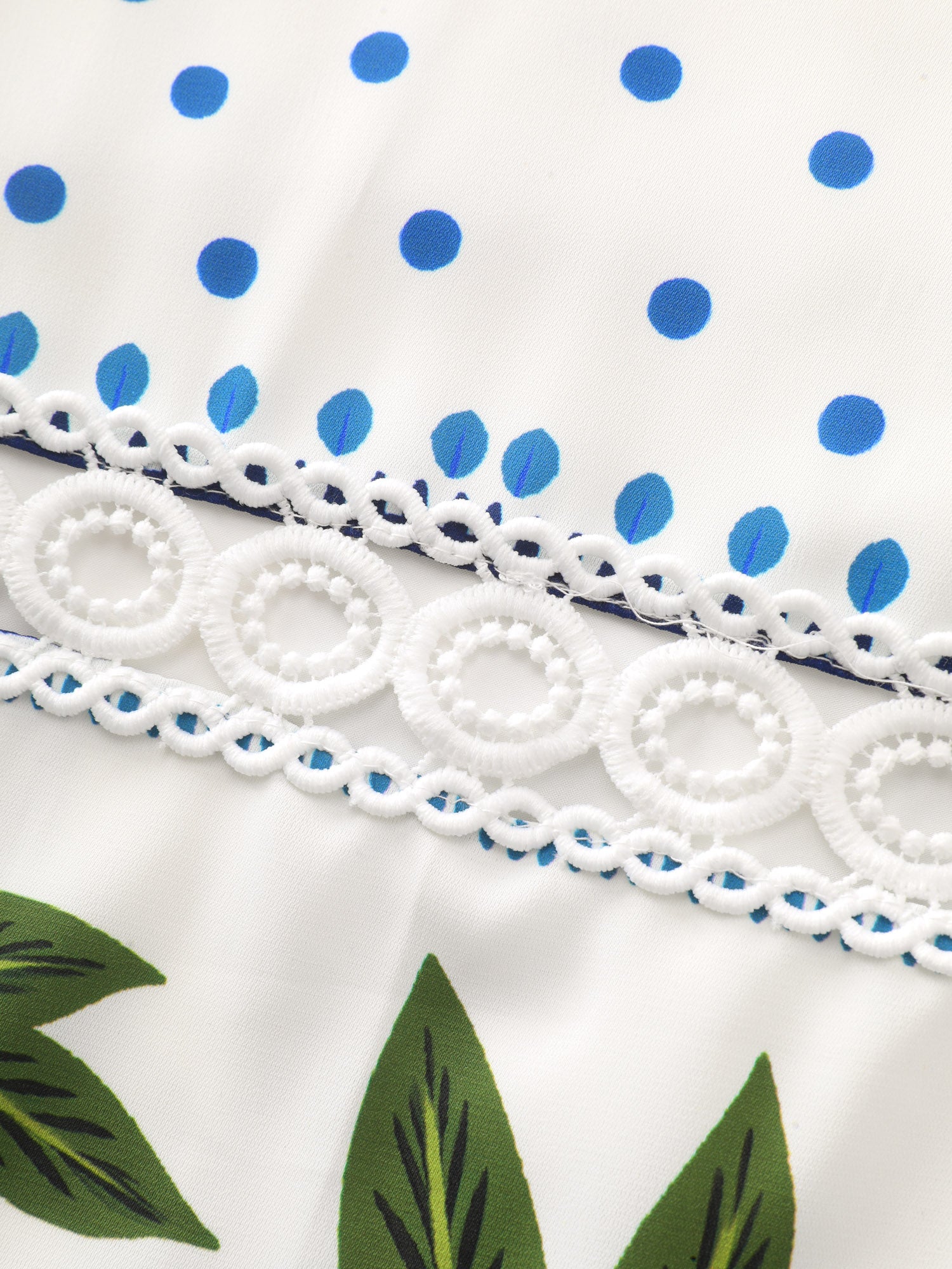 Parrot Print Lace Trim Surplice Neckline Maxi Dress