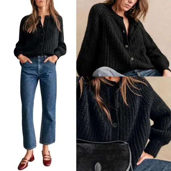 Women's Crewneck Button Down Cardigan Sweater
