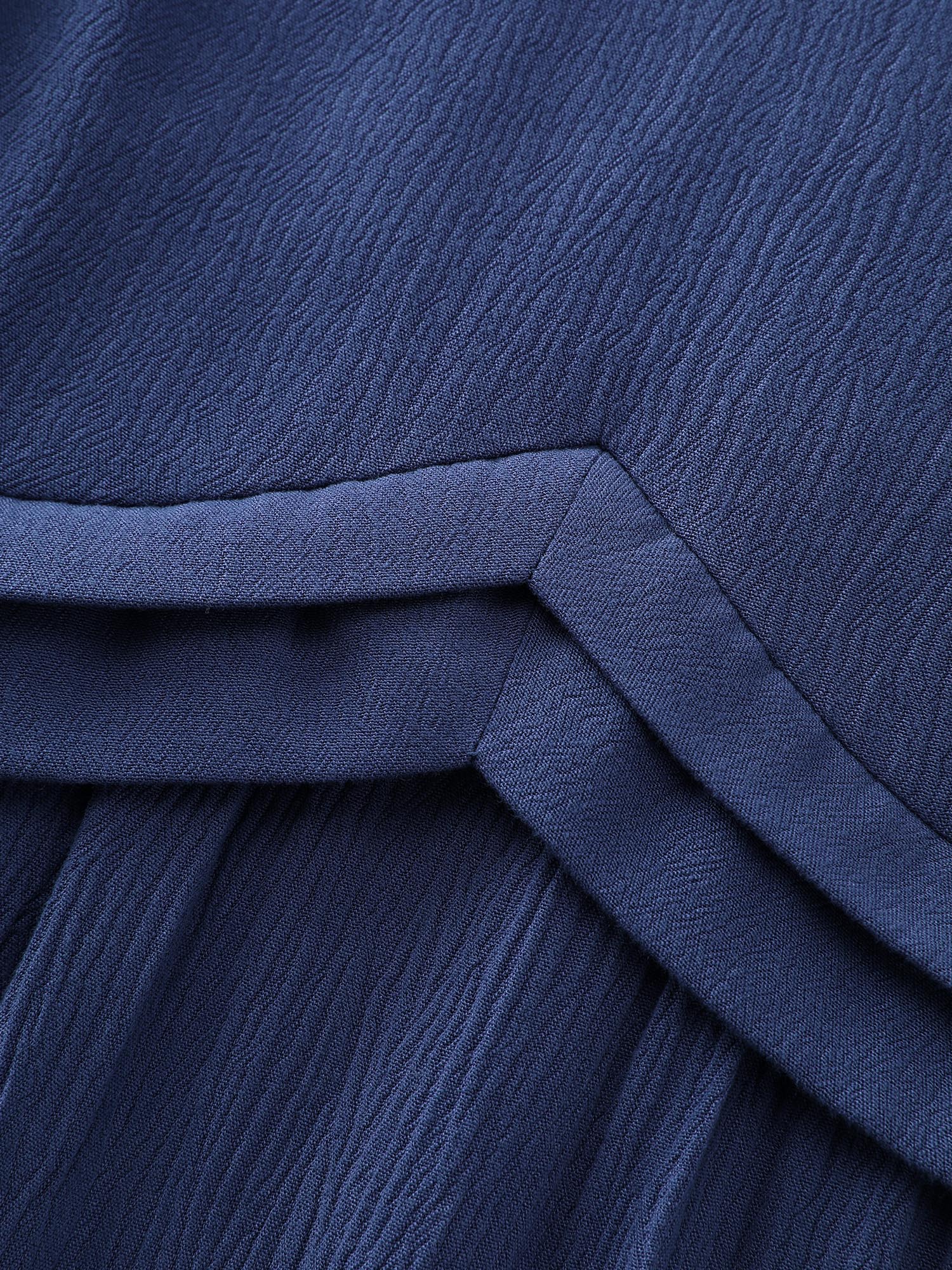 Stretchy Pleated Waist Flowy Fit Midi Dress