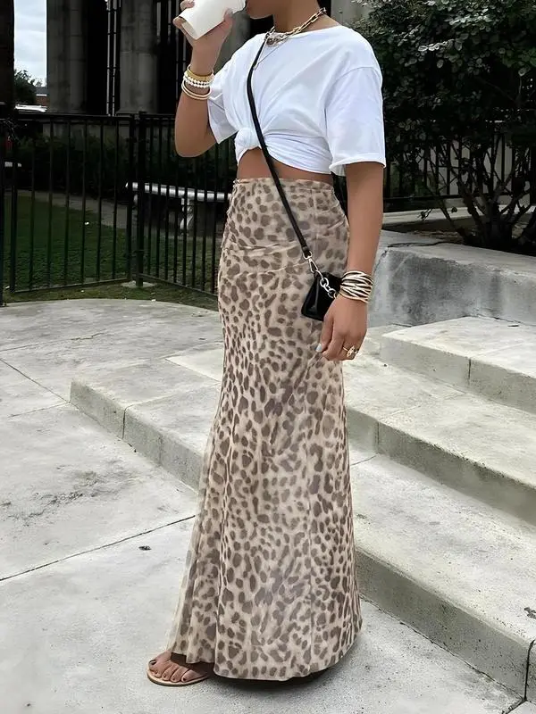 Women's Leopard Print High Waist Bodycon Skirt