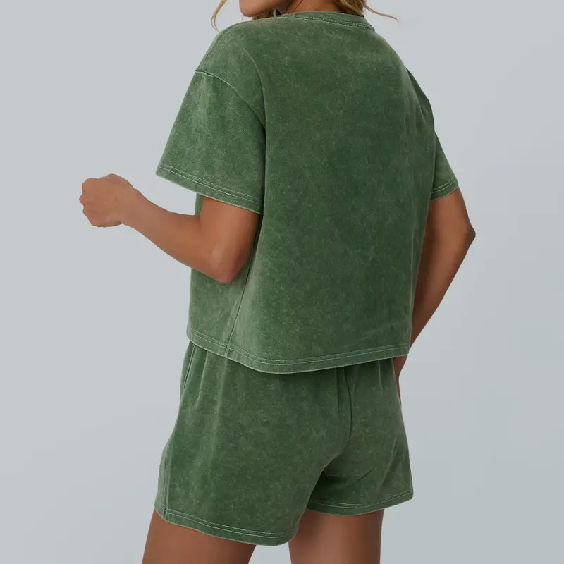 AUTOMET Y2K Fade Craft Casual Acid Wash 2-Piece Outfit | Women's Tank Top & Shorts Set | Spring Comfort Fit | No Bleach/Detergent Needed SpringStatements