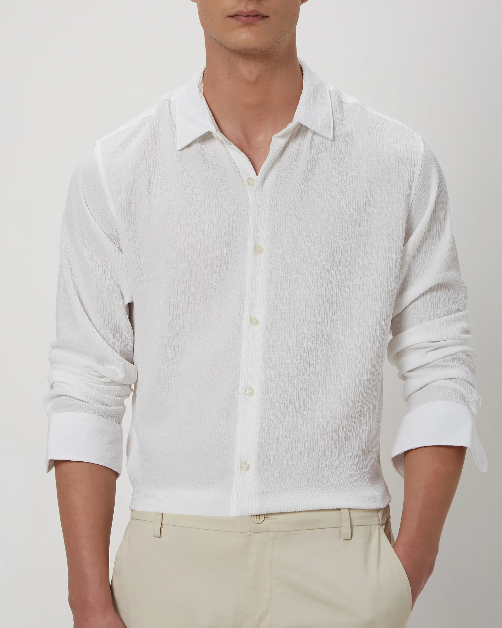 Simple And Soft Slim-Fit Breathable White Shirt