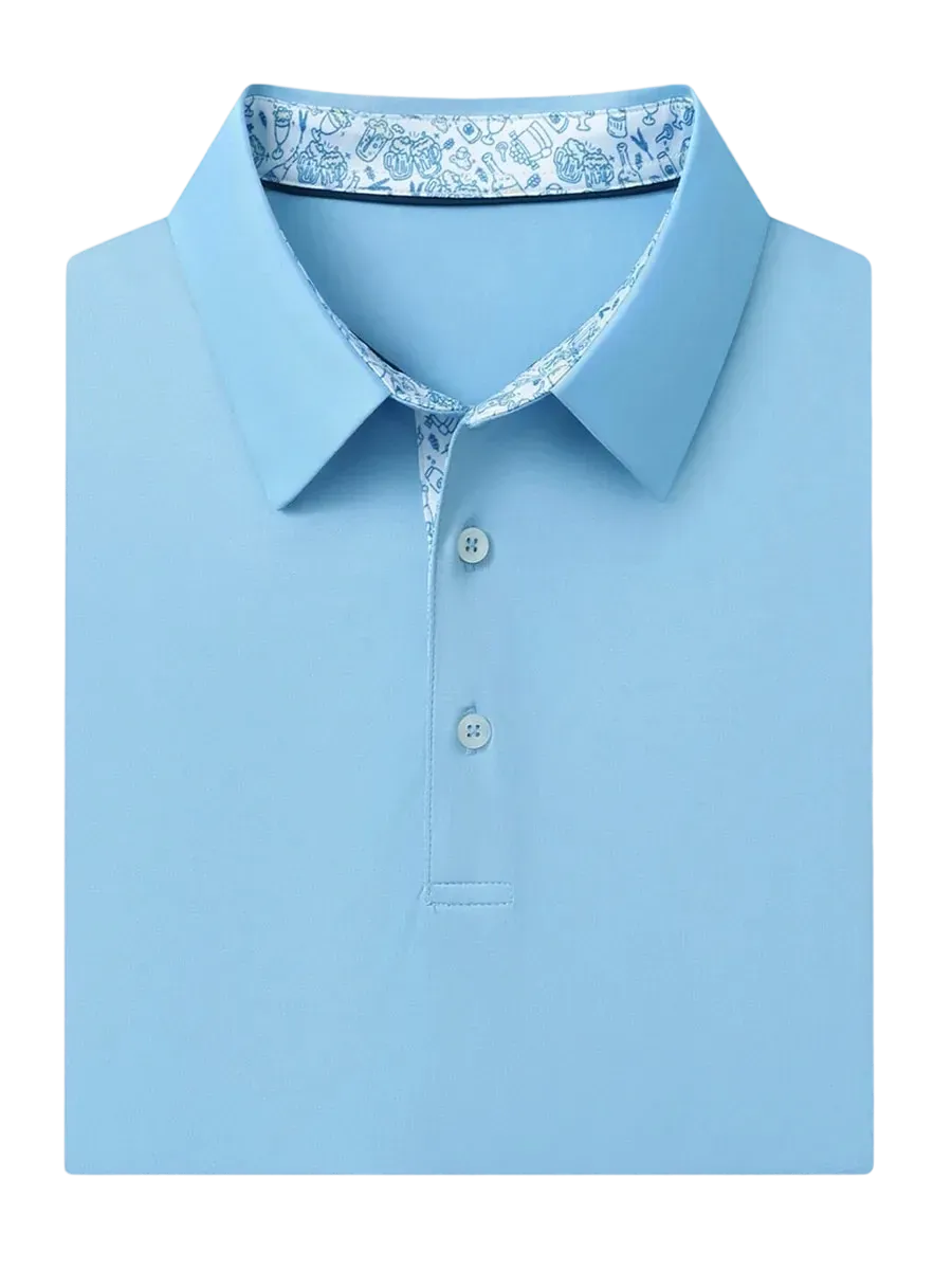 Men'S Designed Collared Solid Performance Polo