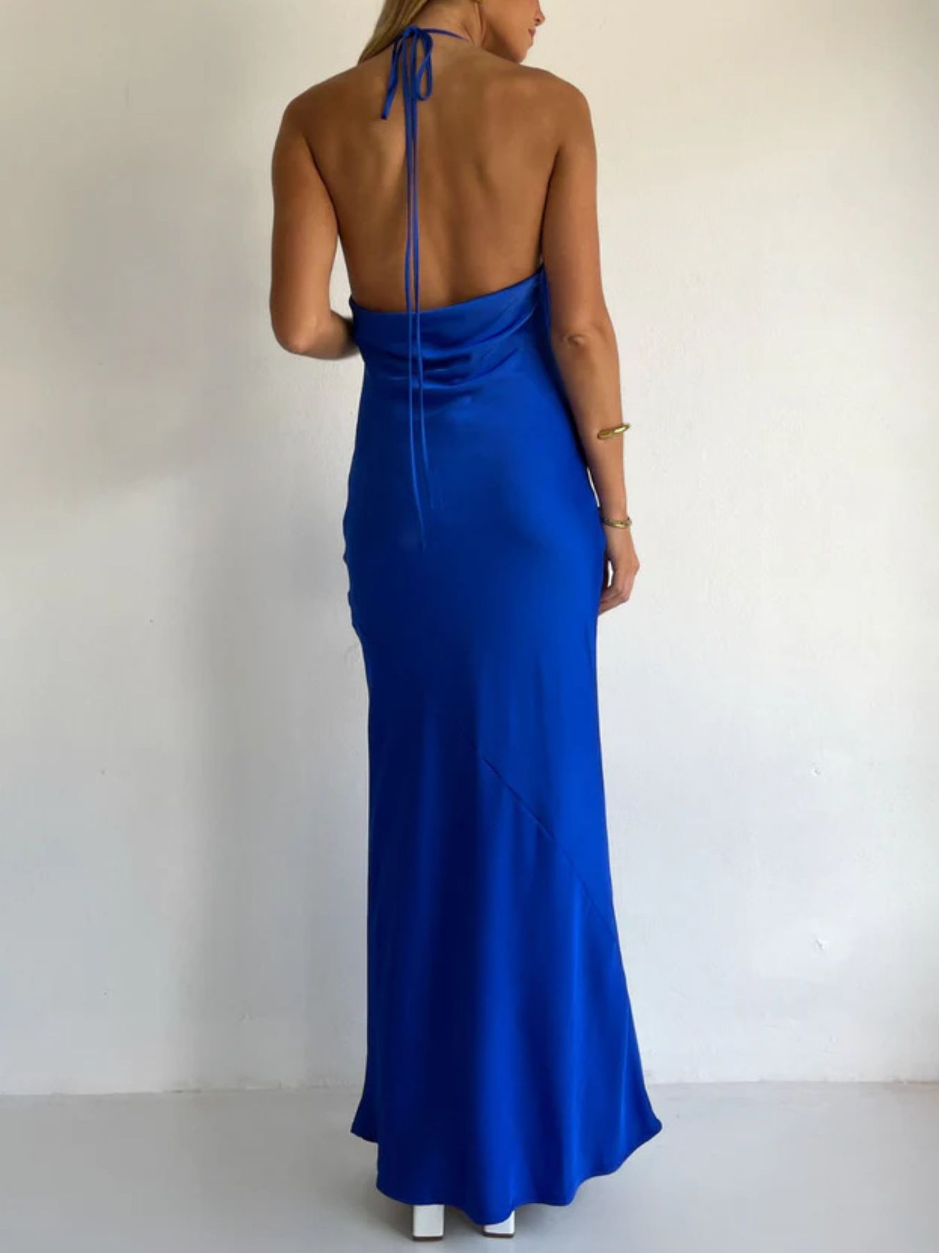 Halter Neck Satin Maxi Dress