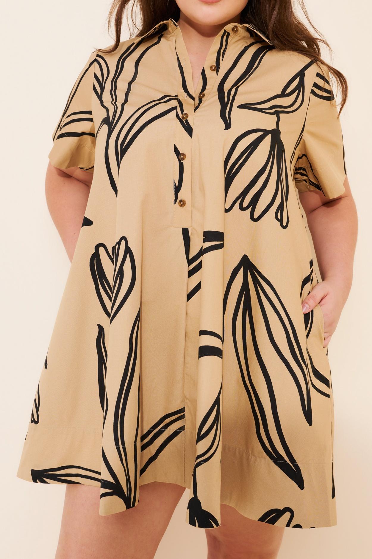 Short-Sleeve Swing Tunic Mini Dress