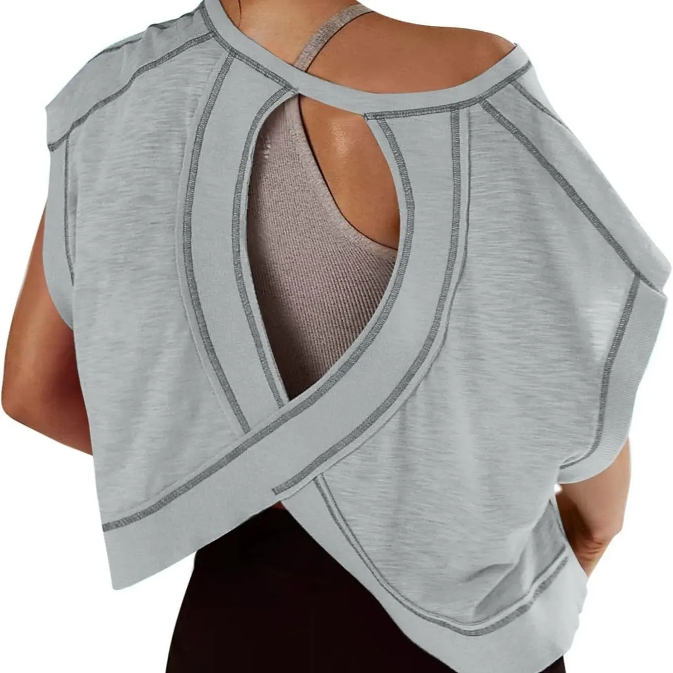 Women's Open Back Tops Y2K Short / Long Sleeve Workout Shirts Casual Yoga Athletic Gym Slouchy Crop Running Tees