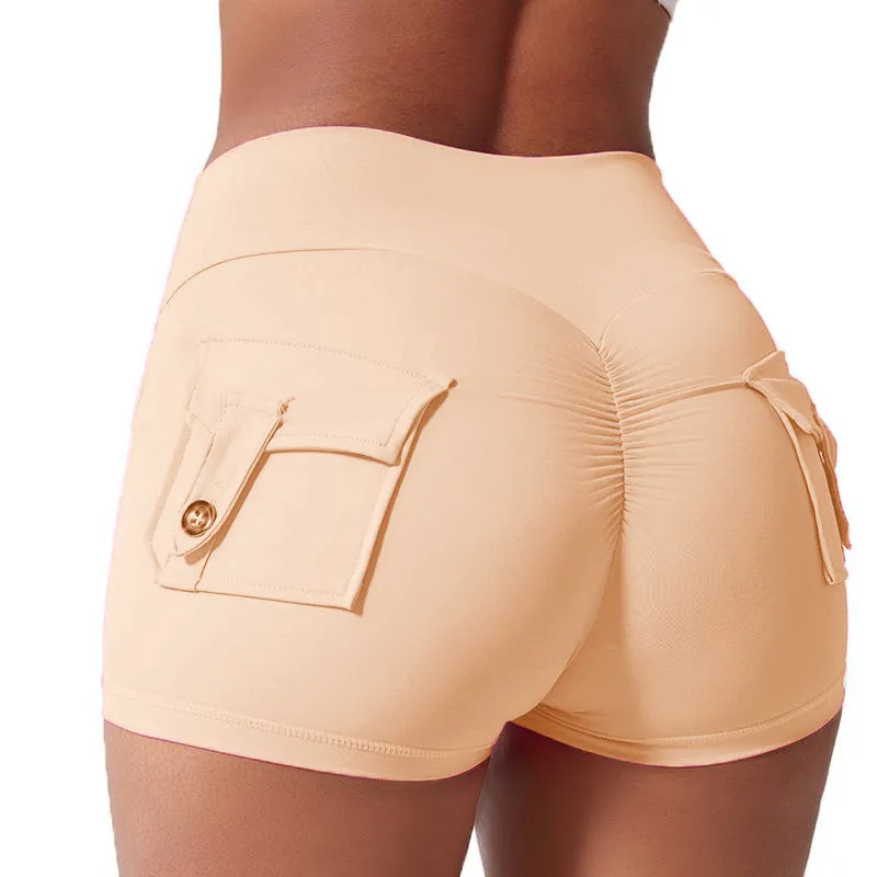 Women's High Waist Ruched Skinny Sports Shorts