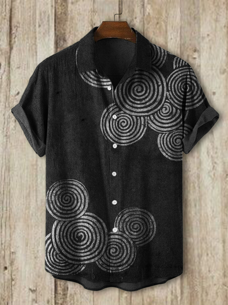 Sea Waves Ripples Japanese Lino Art Shirt