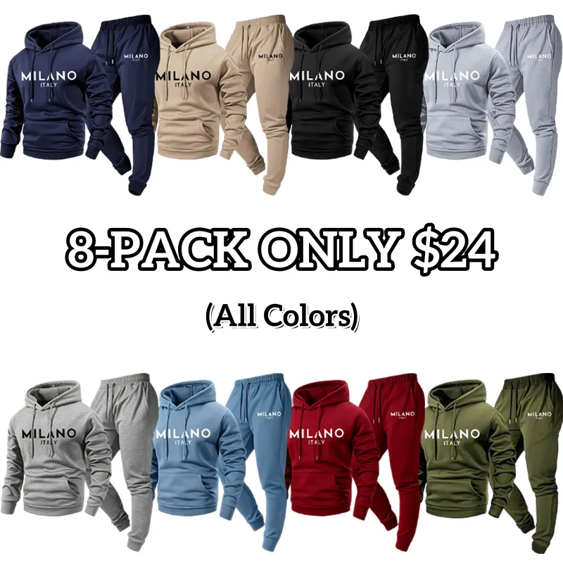 Men's Milano Printed Hoodie and Drawstring Sweatpants Set