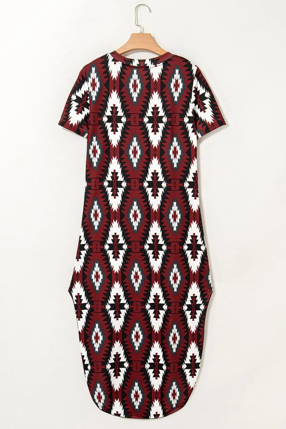 Aztec Print V-Neck Midi Dress