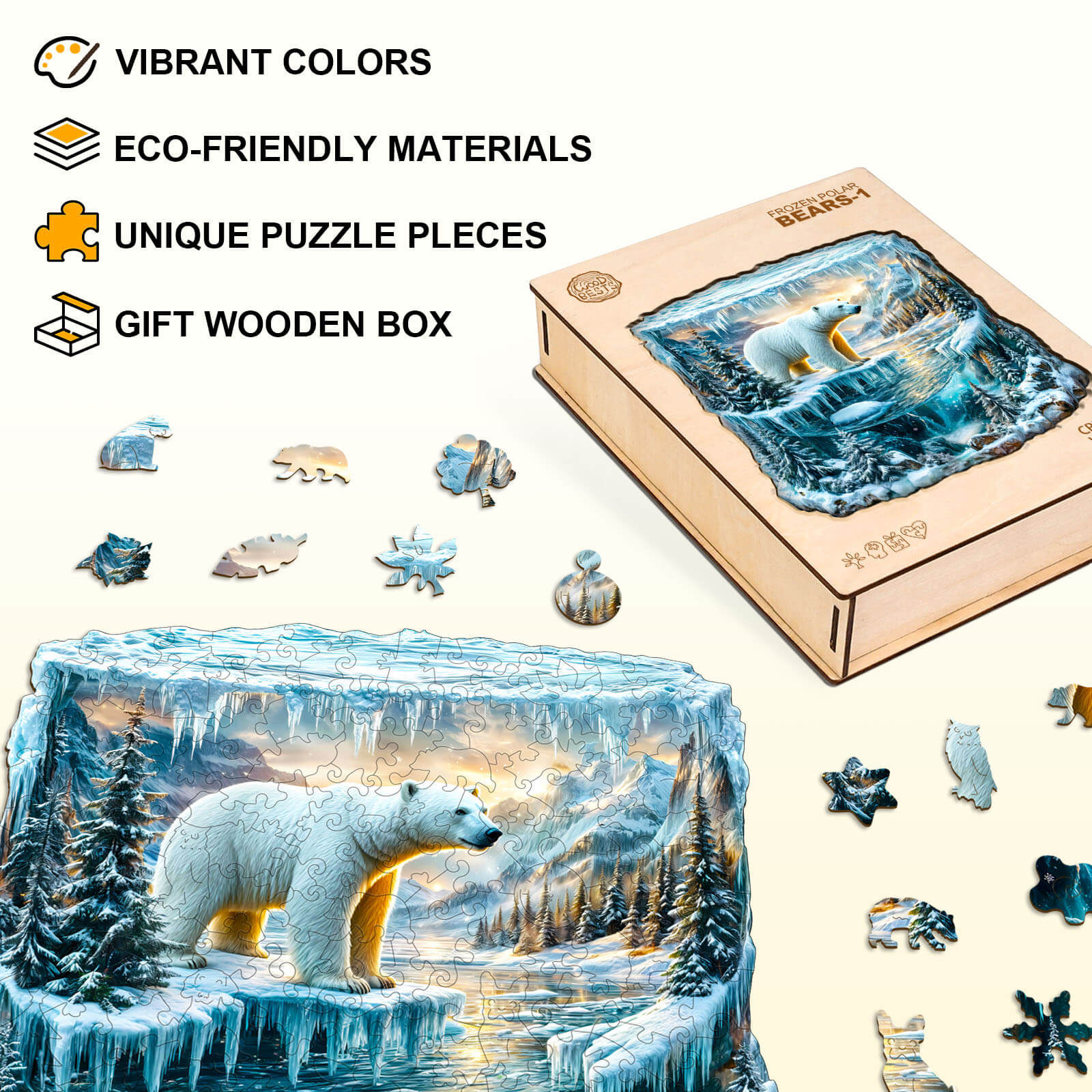 Frozen polar bears-1 Wooden Jigsaw Puzzle