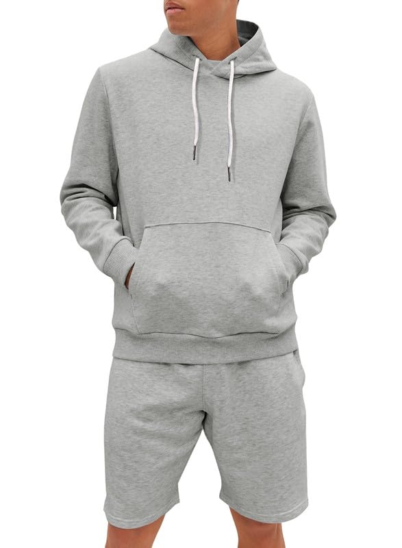 Mens 2 Piece Outfits Hoodie Sweatshirt Tracksuit Joggers Shorts Sweatsuit Set with Pockets