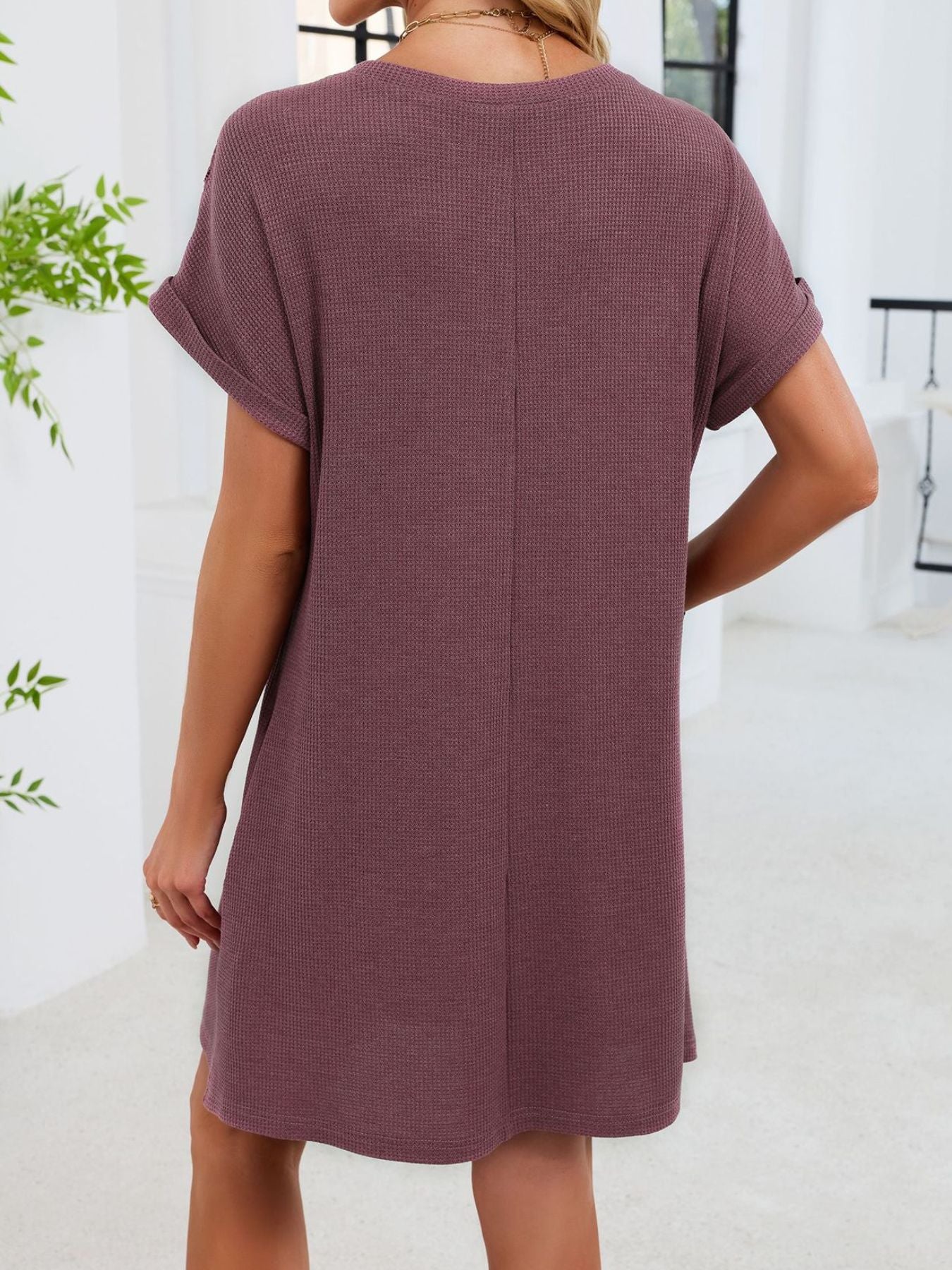 Lace Round Neck Short Sleeve T-Shirt Dress