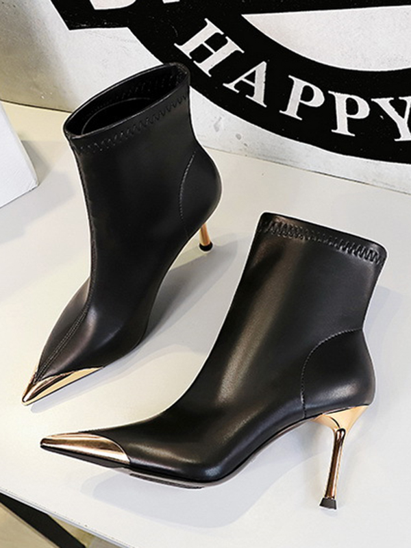Pointed-Toe Split-Joint Pumps Boots