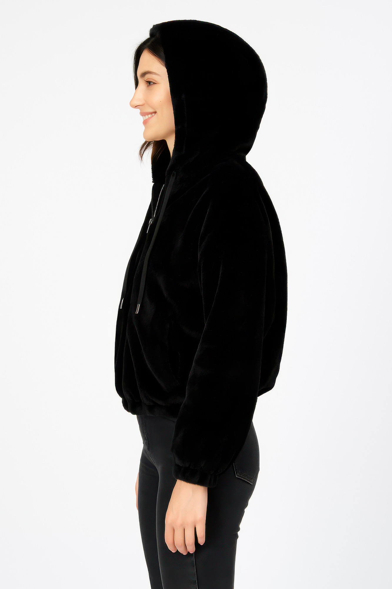 Plush Zip-Up Hooded Jacket