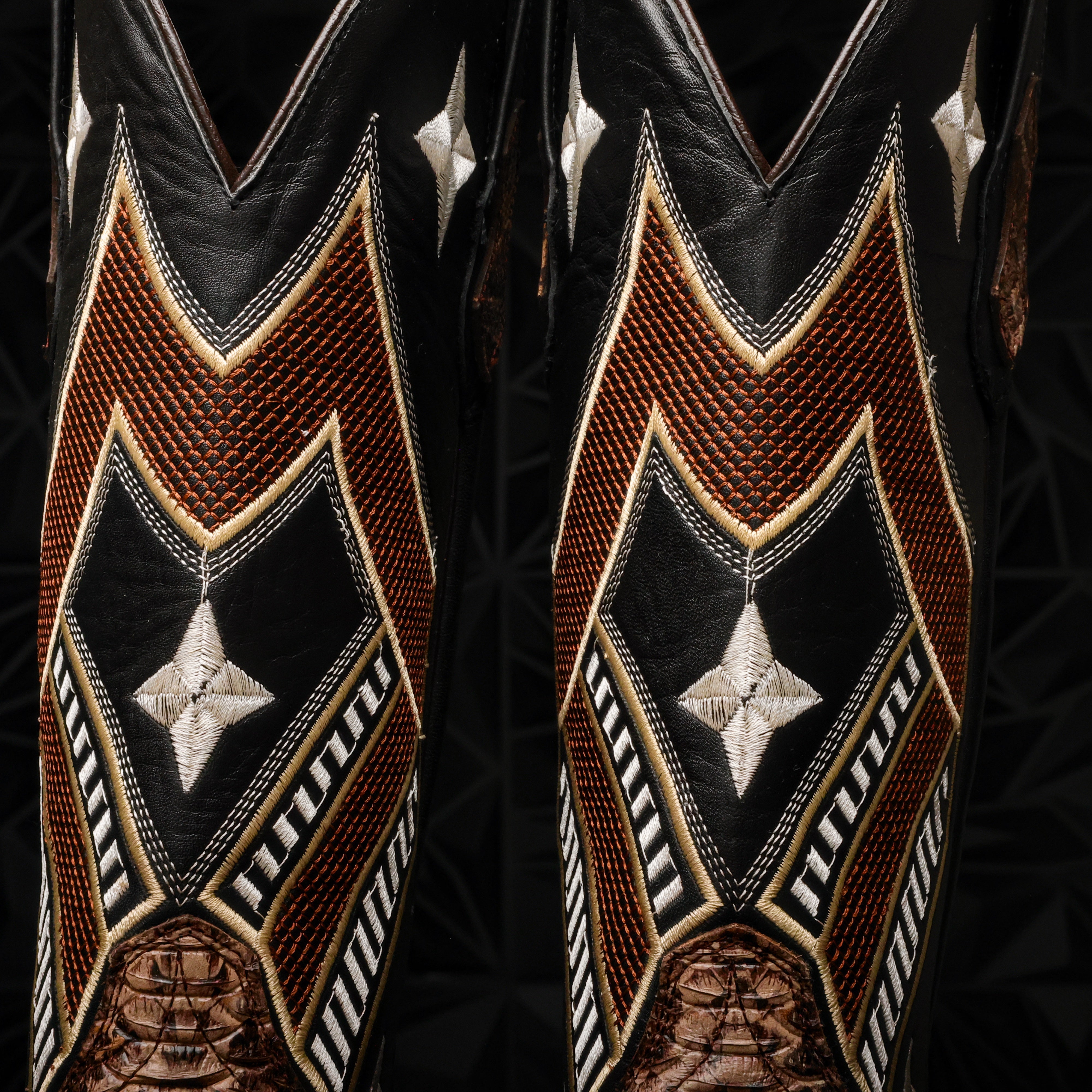 Brown Water Snake Leather Boots - Cutter Toe