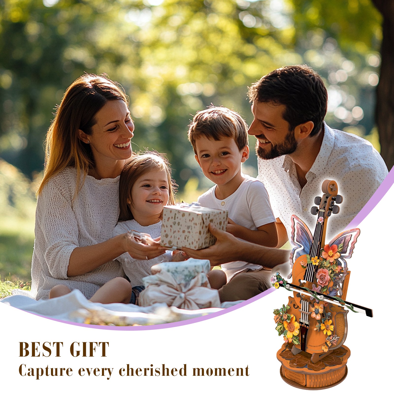 Flower Celloâ€“ DIY Wooden Music Box, 3D Puzzle Craft Kit