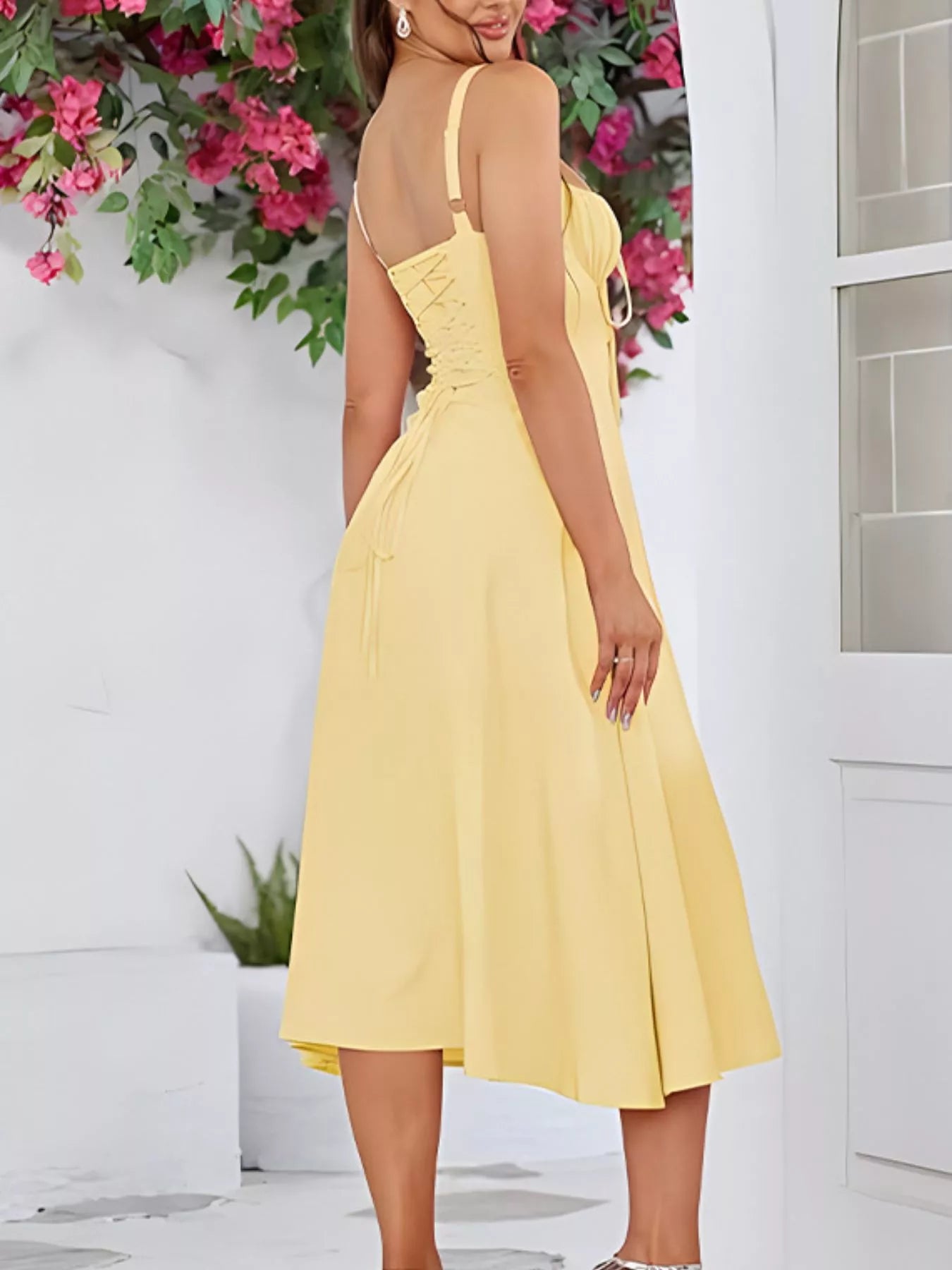 Tie-Front A-Line Midi Dress