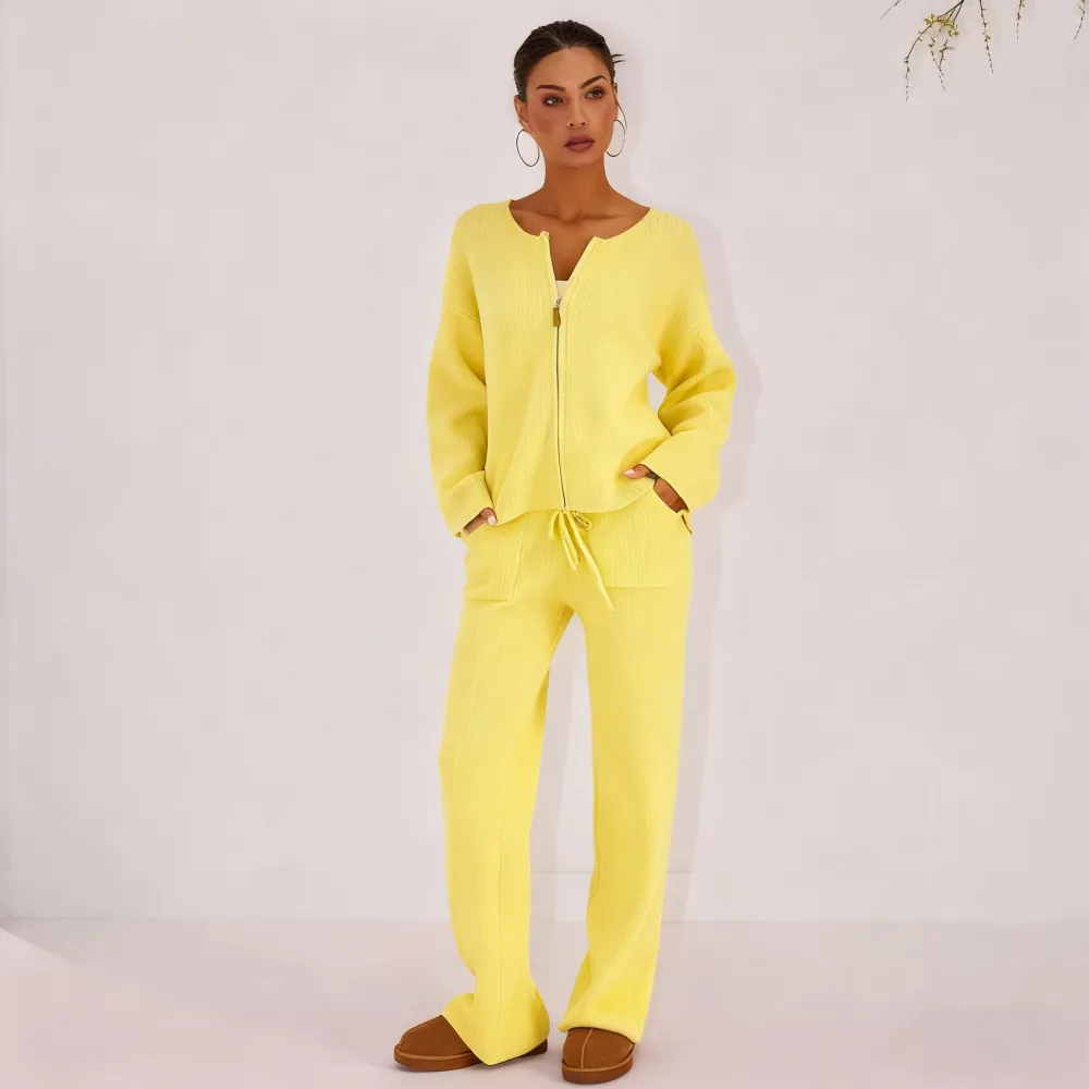 Women's Oversized Knit Sweater & Wide-Leg Pants Set