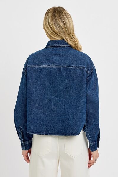 Button Up Long Sleeve Denim Shacket