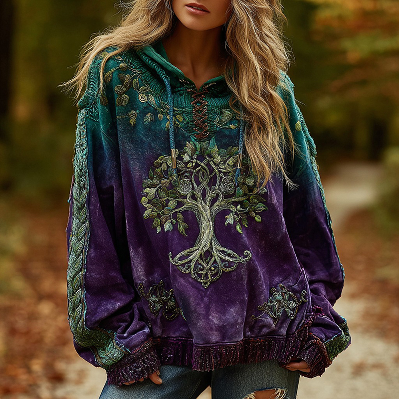 Women's Viking Celtic Knot Tree Of Life Comfort Warm Hoodie