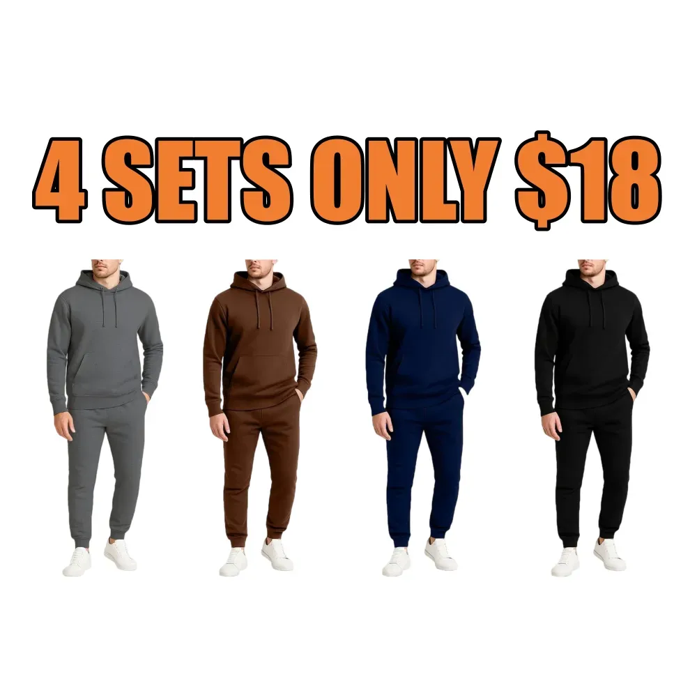 Men’s Fleece-Lined Pullover Hoodie & Jogger Sweatpants Set