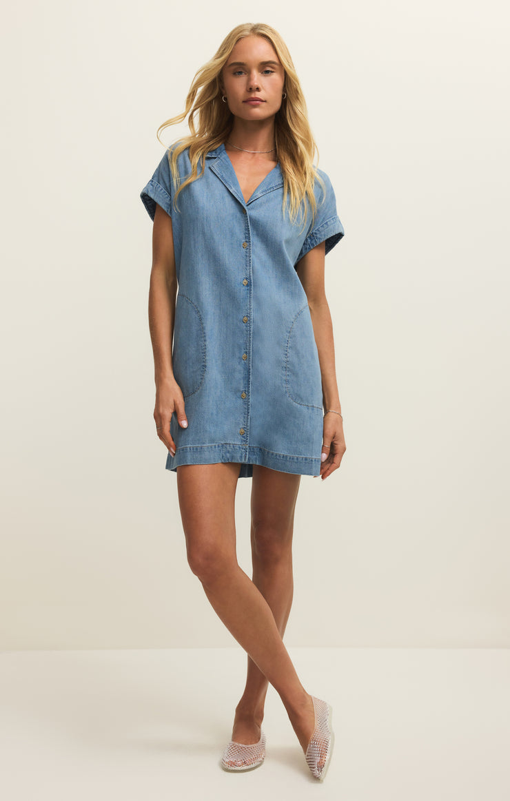 Napa Denim Mini Dress in Shoreline