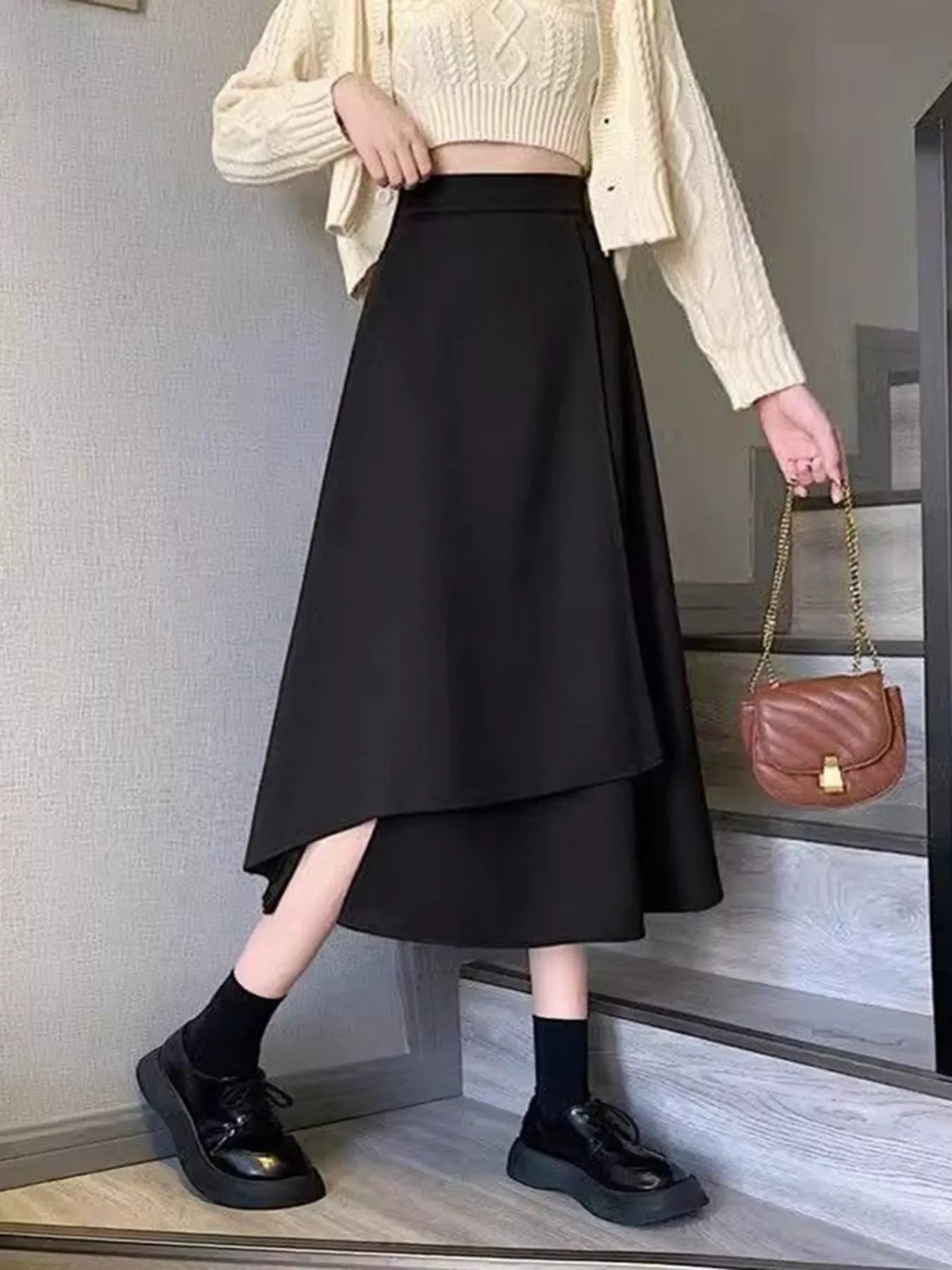 Asymmetrical Hem A-Line Skirt