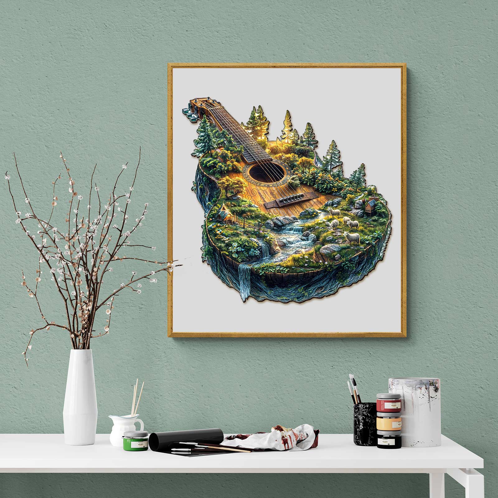 Forest guitar Wooden Jigsaw Puzzle